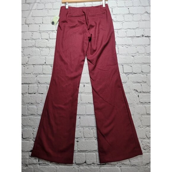 Anthro Elevenses Cranberry Red Flare Leg Brighton Button Accent Pants NWT Sz 2 - Picture 8 of 13